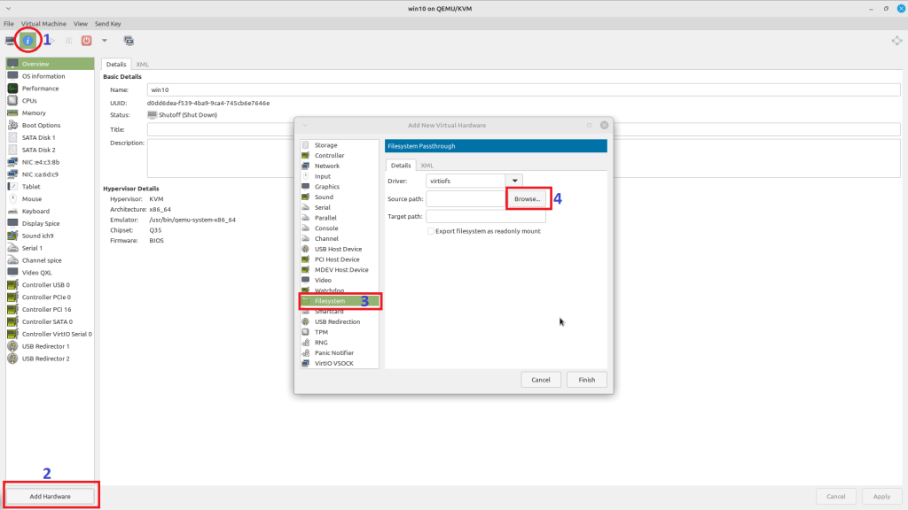 ایجاد فایل سیستم در kvm